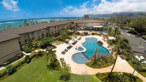 The Courtyard by Marriott Oahu North Shore is an affordable, family-friendly hotel with a large pool that is a favorite among guests.
