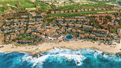 An aerial view of the Four Seasons Resort and Residences Cabo San Lucas at Cabo Del Sol.