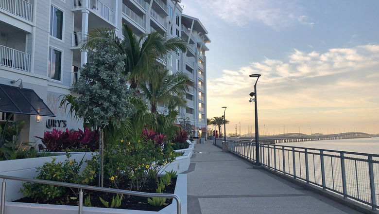 The half-mile Promenade runs the length of the Sunseeker Resort Charlotte Harbor along the Peace River.