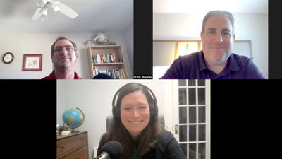 Clockwise: Aviation editor Robert Silk, antitrust attorney Scott Wagner and host Rebecca Tobin on the Folo by Travel Weekly.