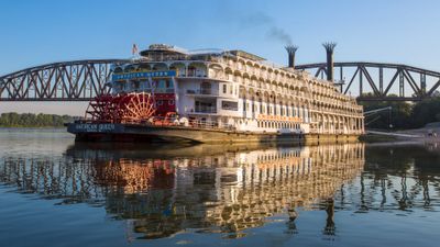 The American Queen paddlewheeler in Cincinnati.