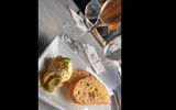 A gourmet bread and butter plate served during lunch o the Napa Valley Wine Train.