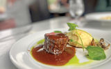 Filet mignon with mashed potatoes and wild mushrooms is one of the main courses served for lunch aboard the Napa Valley Wine Train, which tours wineries and leads guests on wine tastings in the heart of one of the most famous wine regions in the world.