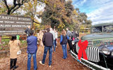 Guests at the entrance of the V. Sattui Winery in St. Helena, Calif., on the Napa Valley Wine Train's six-hour Legacy Experience.