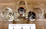 A wine-tasting flight at Charles Krug, a Napa Valley winery in St. Helena.