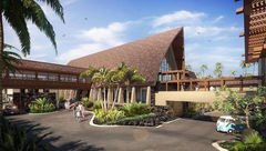A rendering of the arrival area at the new Coco Palms resort in Kauai.