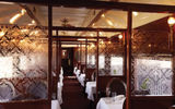 A dining car onboard the Napa Valley Wine Train.