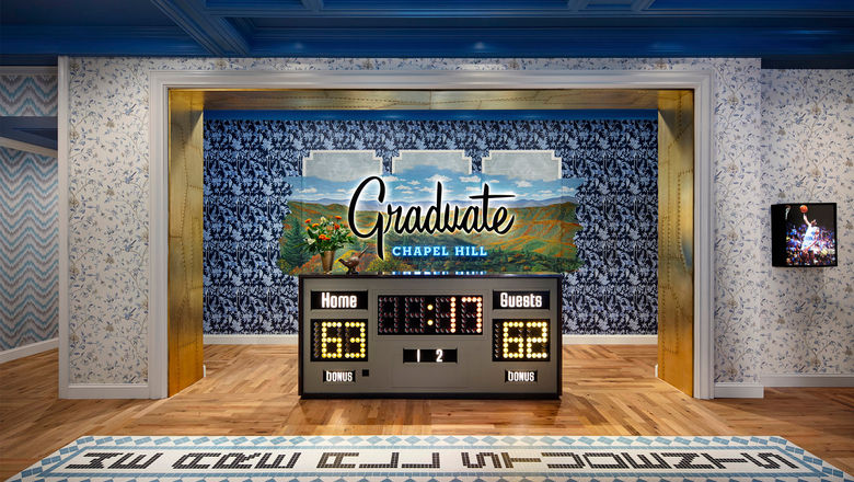 The check-in desk at the Graduate Chapel Hill in North Carolina.