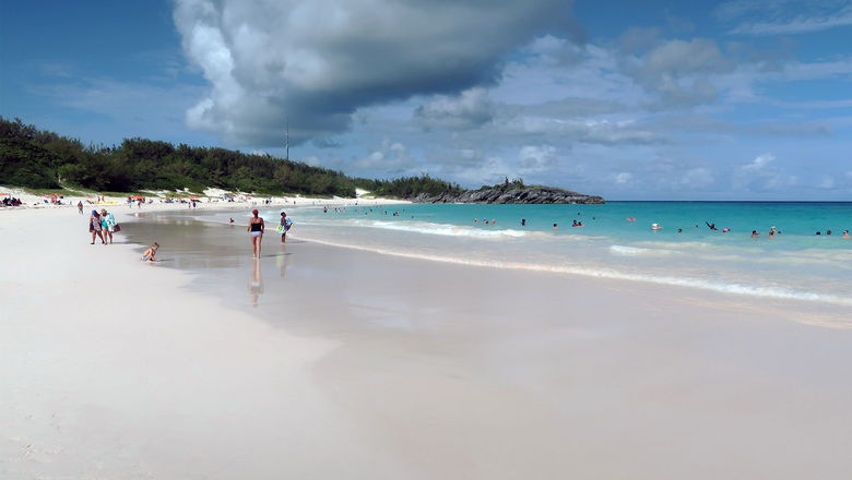 Bermuda's Horseshoe Bay Beach, a popular destination for visitors to the island.