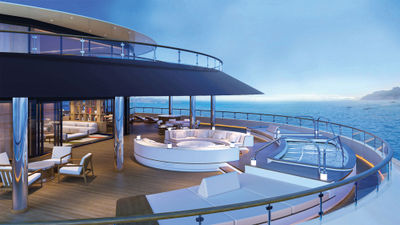 A rendering of a Loft Suite terrace on the Four Seasons Yacht.