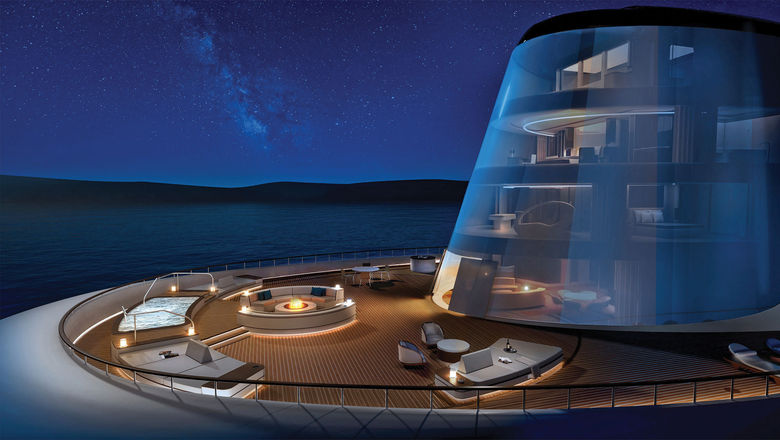 Four Seasons Yachts called its Funnel Suite's wraparound windows "a one-of-a-kind engineering feat."