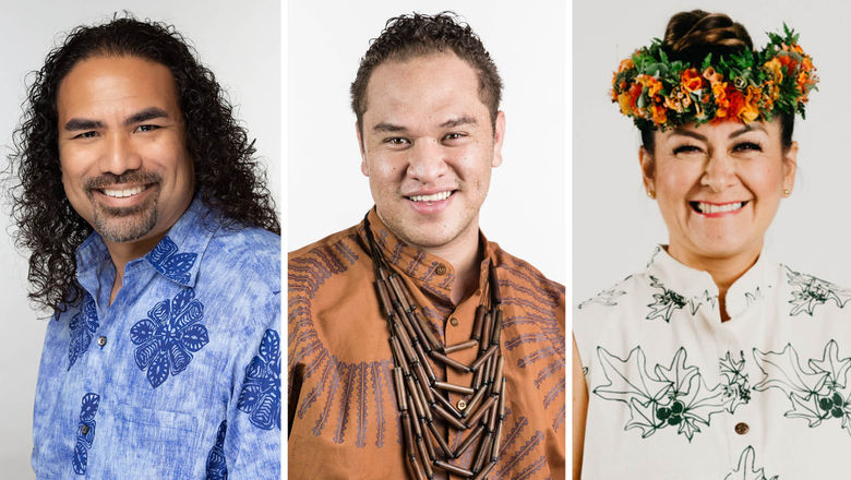 The Hawaii Cirque du Soleil team includes, from left, Aaron Sala, Manaola Yap and Hiwa Vaughan.