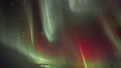 What the iPhone saw: The northern lights from the top deck of Hurtigruten's Trollfjord.