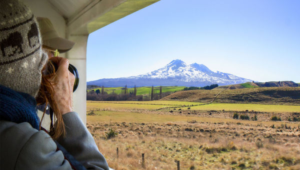 The Northern Explorer train ascending into the Ruapehu district.