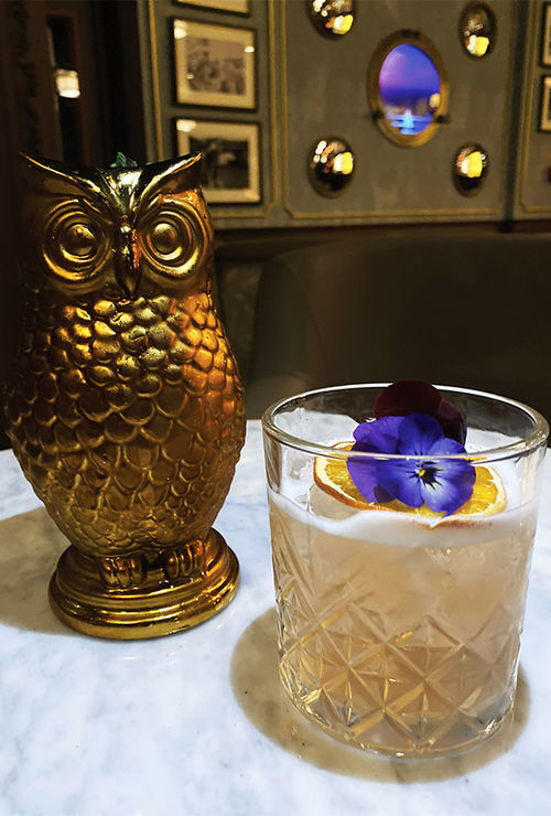 Two of the cocktails at Spellbound: the Artemis, served in a golden owl and Escape From Houdini's Chest. Two of the cocktails at Spellbound: the Artemis, served in a golden owl and Escape From Houdini's Chest.