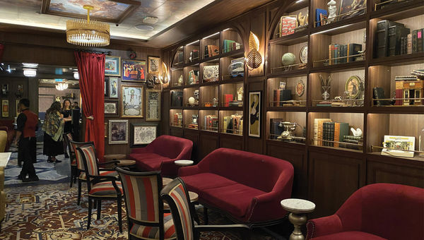The Spellbound library has shelves of items to look over and interact with, such as books that shush guests. The Spellbound library has shelves of items to look over and interact with, such as books that shush guests.