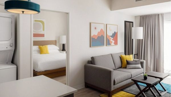 A guestroom at the WaterWalk extended-stay hotel in Phoenix. A guestroom at the WaterWalk extended-stay hotel in Phoenix.
