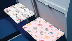 Go-Be Sleeves markets its tray table covers as a way to protect against germs while making a flight feel more homey.