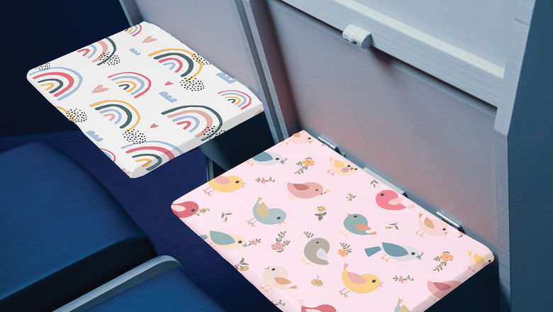 Go-Be Sleeves markets its tray table covers as a way to protect against germs while making a flight feel more homey.