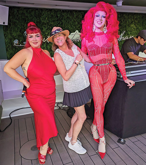 The writer's sister with the members of the Happenings cast.