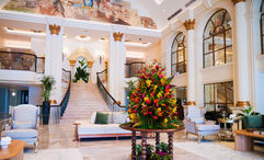 The lobby of the British Colonial is brighter than in years past following a refresh.