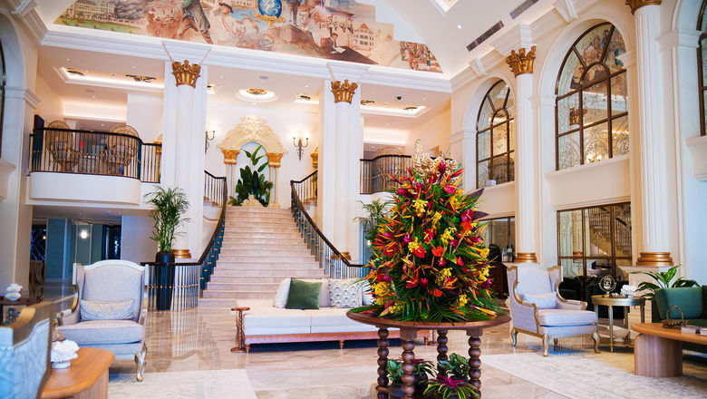 The lobby of the British Colonial is brighter than in years past following a refresh.
