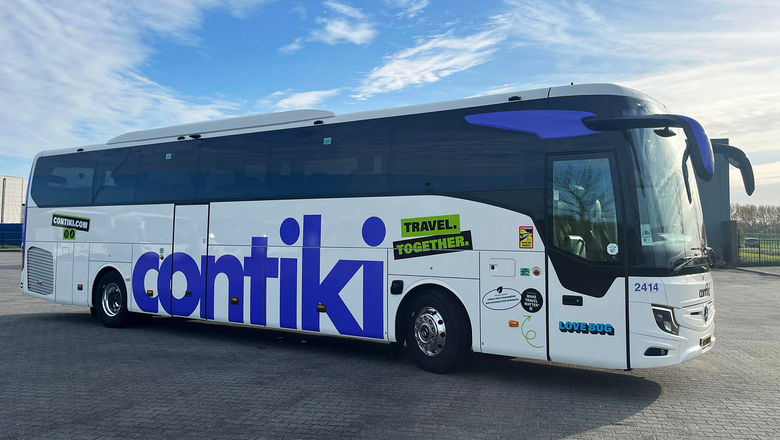 A Contiki motorcoach.