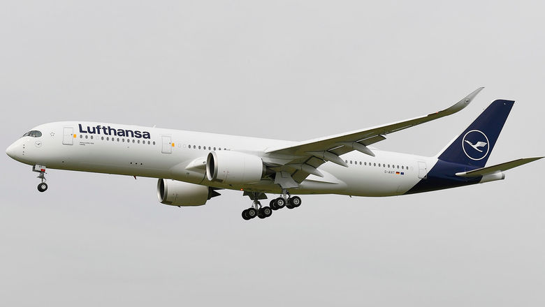 A Lufthansa Airbus A350.