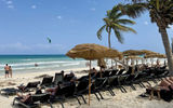 The Beach Club is a private beach getaway available to all guests staying at the Secrets Tulum Resort. The Beach Club comes with several plunge pools, a dining area outfitted with snacks, a private bar and private seating areas and cabanas on the beach.