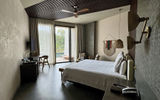 The bedroom in a junior suite with a private terrace pool at Secrets Tulum Resort & Beach Club.