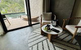 The sitting area of a junior suite with a private terrace pool at Secrets Tulum Resort & Beach Club.