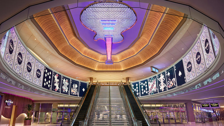 The main entrance area of the Hard Rock Hotel & Casino Atlantic City.