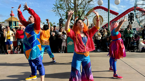 Performers during new parade, "Better Together: A Pixar Pals Celebration!"