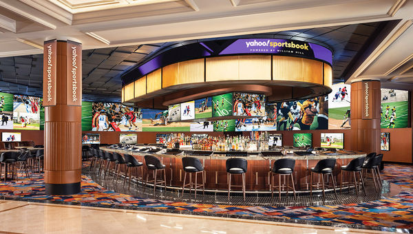 A rendering of a remodeled sportsbook, which was created in partnership with Yahoo.