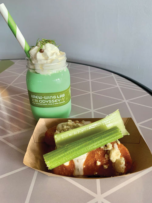 The pickle milkshake and impossible Buffalo chicken tenders from Brew-Wing Lab at the Epcot International Food and Wine Festival in 2023.