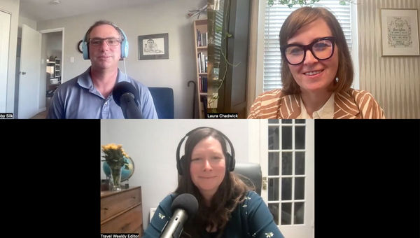 Clockwise from top left: Robert Silk of Travel Weekly, Laura Chadwick of the Travel Technology Association and Folo by Travel Weekly host Rebecca Tobin on an episode talking about new rules on aviation refunds and ancillary displays. Clockwise from top left: Robert Silk of Travel Weekly, Laura Chadwick of the Travel Technology Association and Folo by Travel Weekly host Rebecca Tobin on an episode talking about new rules on aviation refunds and ancillary displays.