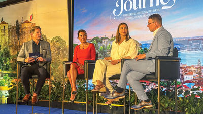 From left, Rick Stiffler of Preferred Travel Group, Namai Bishop of LuxePrive Travel, Nathalie Giske of American Express Lifestyle Services, and Silvio Rebmann of Cube Travel.