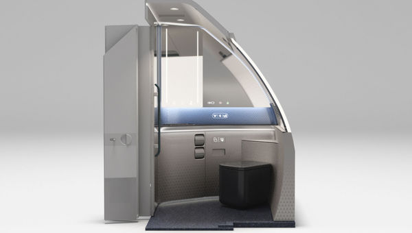 Delta's lavatory prototype would offer a wide entryway for wheelchairs.