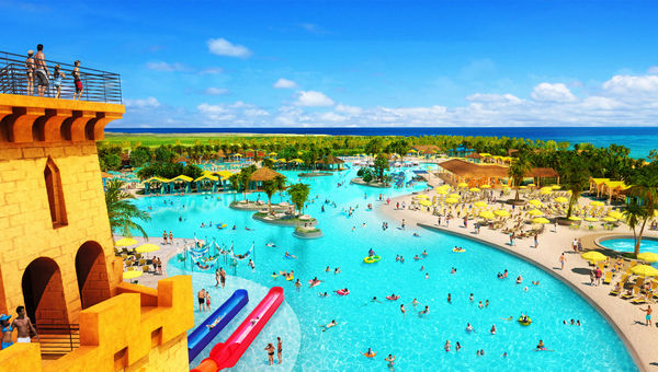 The Flash Flamingo and Mach III Marlin waterslides will wrap around the Suncastle and empty into the lagoon pool.