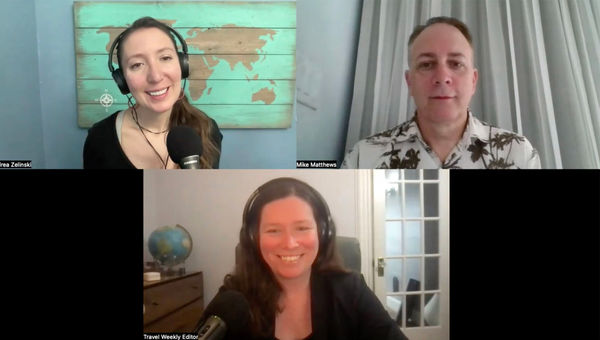 Clockwise from top left: Travel Weekly cruise editor Andrea Zelinski; Mike Matthews of CruisePlanners Fernandia Beach; and Folo host Rebecca Tobin talk about the appeal of cruise lines' private destinations. Clockwise from top left: Travel Weekly cruise editor Andrea Zelinski; Mike Matthews of CruisePlanners Fernandia Beach; and Folo host Rebecca Tobin talk about the appeal of cruise lines' private destinations.