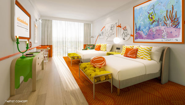 A rendering of a suite at the Nickelodeon Hotels & Resorts Orlando. A rendering of a suite at the Nickelodeon Hotels & Resorts Orlando.