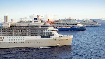 The Silver Nova, Celebrity Ascent and Icon of the Seas, ships representing all three Royal Caribbean Group brands.