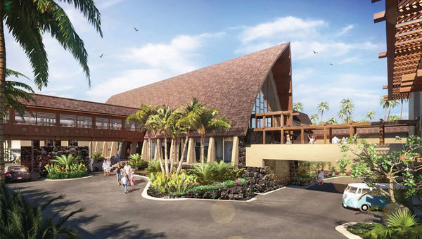 A rendering of the entrance to Coco Palms, A Kimpton Resort. A rendering of the entrance to Coco Palms, A Kimpton Resort.