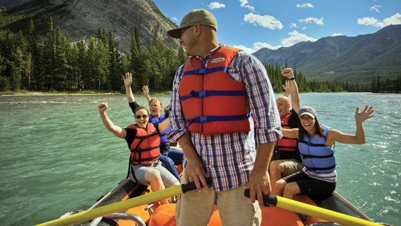 River rafting in Banff during Tauck's Best of the Canadian Rockies tour.