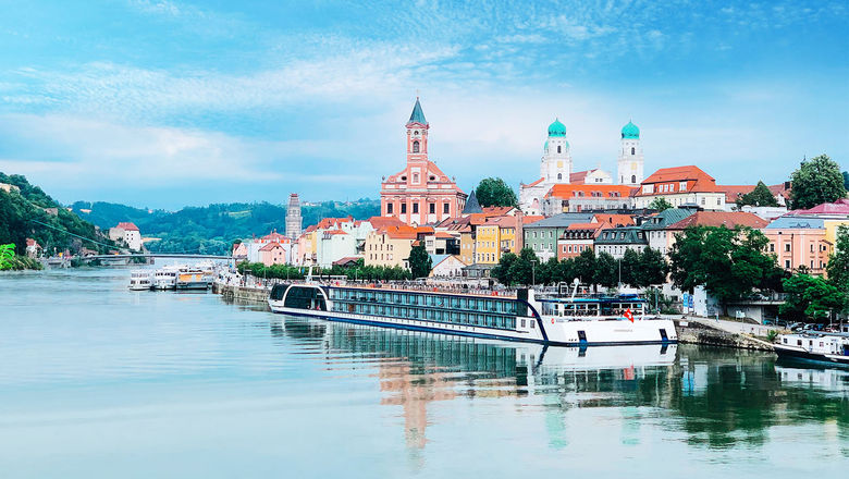 The AmaMagna in Passau, Germany. AmaWaterways will launch a partnership with Mandarin Oriental next year, giving guests the option to book pre- and post-cruise land programs.