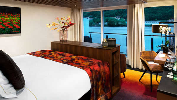The bedroom in a grand suite on the AmaMagna.