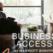 A promotional image from Marriott International highlighting the company's Business Access by Marriott Bonvoy, a travel management platform designed for small- to medium-sized businesses.