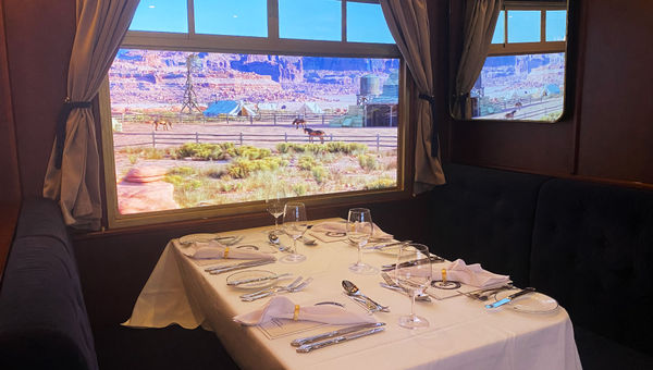 The Royal Railway dining train offers theatrical experiences on Utopia of the Seas.