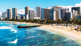 The 10-minute display can be viewed from Waikiki Beach.