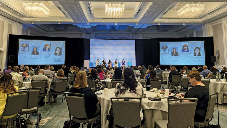 A panel of cruise line representatives addresses the crowd during Avoya Travel’s Million Dollar Showcase.